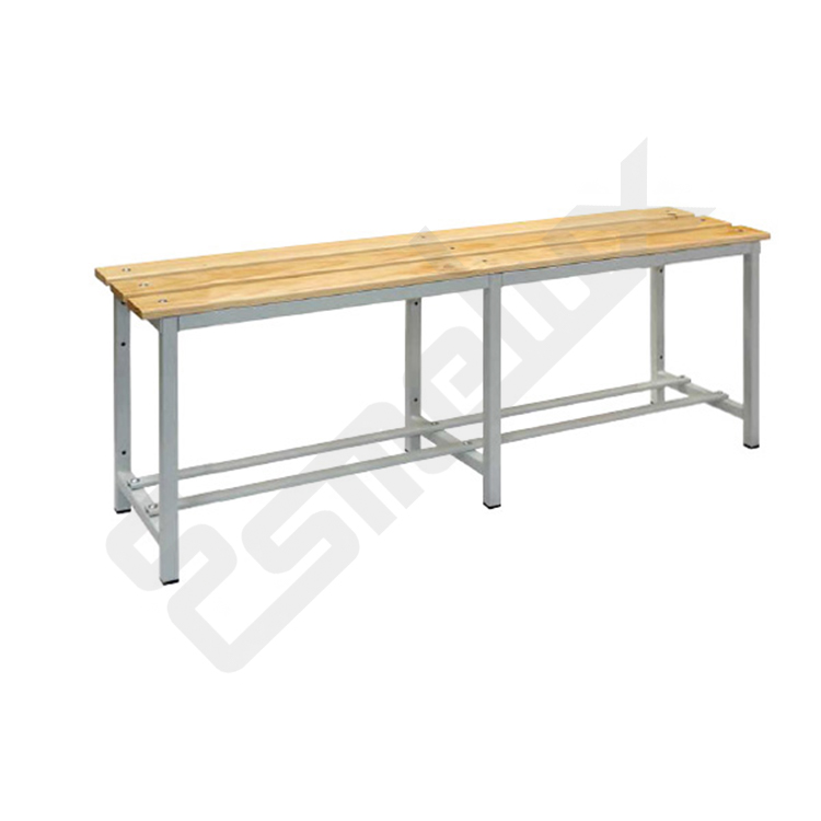 Banco de vestuario con asiento y repisa zapatera de madera